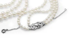 Akoya Double Strand Pearl Necklace With Platinum Diamond Clasp