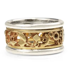 14ct 3 Tone Hand Made Pierced Out Band