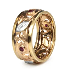 14ct 3 Tone Ruby Art Deco Vintage Ring