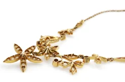 15ct and 9ct Yellow Gold Antique Floral Pearl Necklace