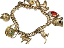 9ct and 14ct Yellow Gold Estate Charm Bracelet