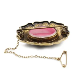 9ct Antique Agate Cameo and Pearl Mourning Brooch