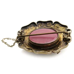 9ct Antique Agate Cameo and Pearl Mourning Brooch