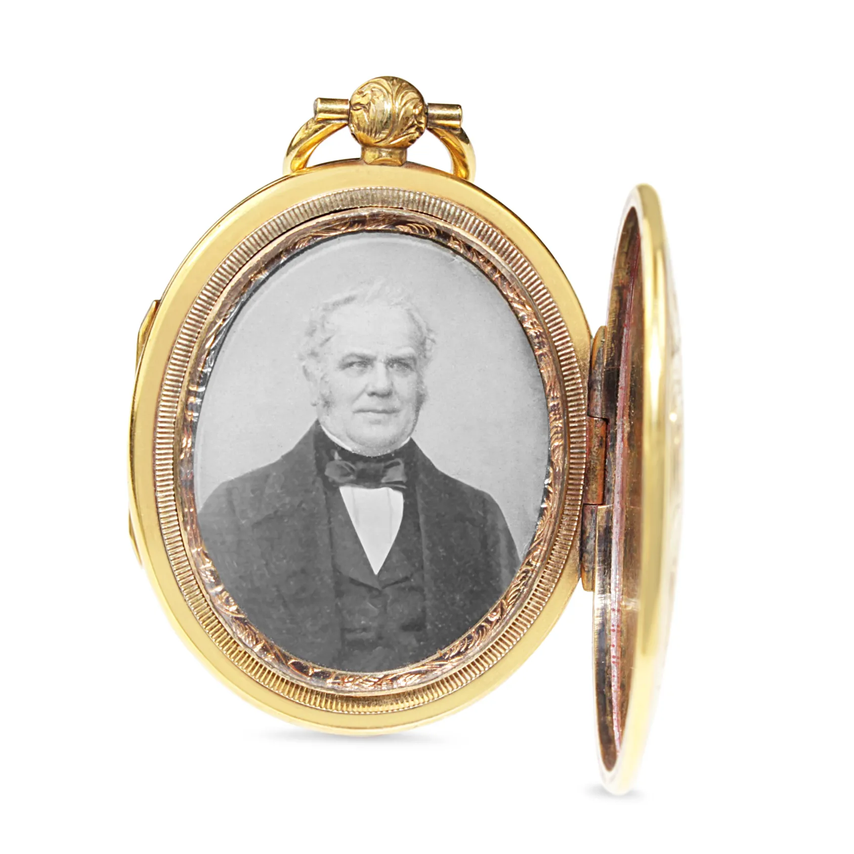 9ct Front and Back Yellow Gold Antique Engraved Double Sided Locket - Dated 1854