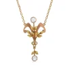 9ct Gold Antique Aquamarine and Pearl Necklace