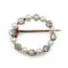 18ct Gold Antique Pearl and Rose Cut Diamond Wreath Brooch