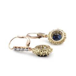 18ct Gold Antique Sapphire and Diamond Drop Earrings