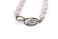 14ct Gold Cultured Pearl Diamond Necklace
