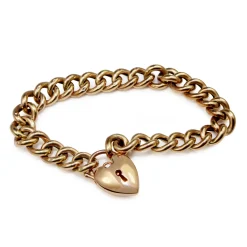 9ct Rose / Yellow Gold Curb Link Bracelet with Padlock Clasp