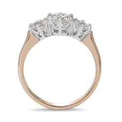 18ct Rose and White Gold Antique Style 3 Stone Diamond Ring