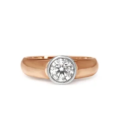 9ct Rose and White Gold Bezel Diamond Solitaire Ring