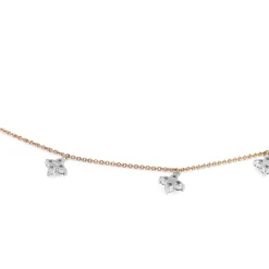 9ct Rose and White Gold Clover Diamond Necklace
