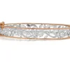 9ct Rose and White Gold Diamond Floral Bangle