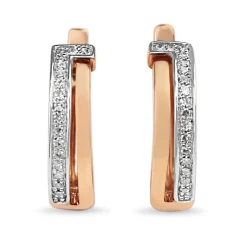 9ct Rose and White Gold Diamond Hoop Earrings