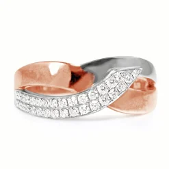 9ct Rose and White Gold Diamond Band