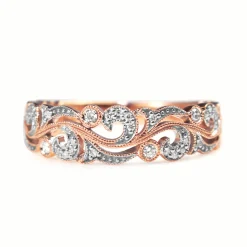 9ct Rose and White Gold Diamond Swirl Ring