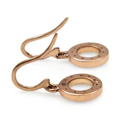 9ct Rose and White Gold Diamond Circle Drop Earrings