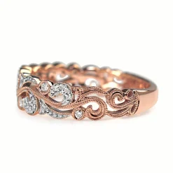 9ct Rose and White Gold Diamond Swirl Ring