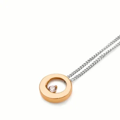 18ct Rose and White Gold Light Pink Diamond Necklace