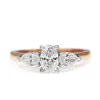 18ct Rose and White Gold Oval and Pear Diamond 3 Stone Ring