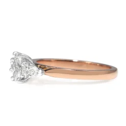 18ct Rose and White Gold Oval and Pear Diamond 3 Stone Ring