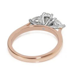 18ct Rose and White Gold Oval and Pear Diamond 3 Stone Ring