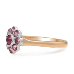 18ct Rose and White Gold Pink Sapphire Daisy Ring