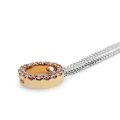 18ct Rose and White Gold Pink Diamond Circle Necklace