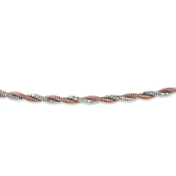 9ct Rose and White Gold Rope Style Omega Necklace