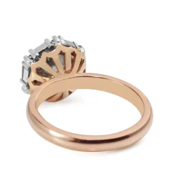 18ct Rose and White Gold Vintage Style Diamond Halo Ring