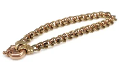 9ct Rose and Yellow Gold Fancy Style Belcher and Double Curb Link Bracelet