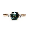 18ct Rose Gold 1.40 Cushion Teal Sapphire and Diamond 3 Stone Ring
