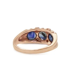 9ct Rose Gold 3 Sapphire and Diamond Ring