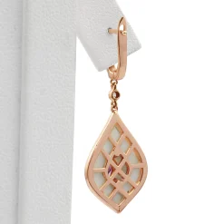 9ct Rose Gold Agate, Tourmaline and Diamond Earrings