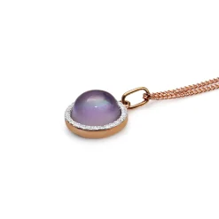 9ct Rose Gold Amethyst and Diamond Halo Necklace
