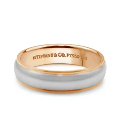18ct Rose Gold and Platinum Tiffany and Co Mens Band