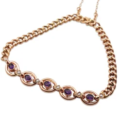 9ct Rose Gold Antique Amethyst and Seed Pearl Bracelet