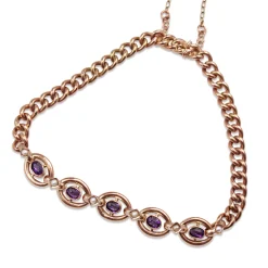 9ct Rose Gold Antique Amethyst and Seed Pearl Bracelet