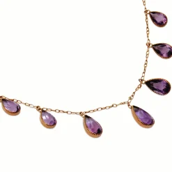 9ct Rose Gold Antique Amethyst Collier Necklace