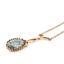 9ct Rose Gold Antique Aquamarine Necklace