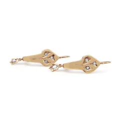 9ct Rose Gold Antique Old Cut Diamond Drop Earrings