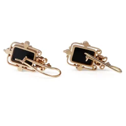 9ct Rose Gold Antique Onyx Cameo and Pearl Earrings