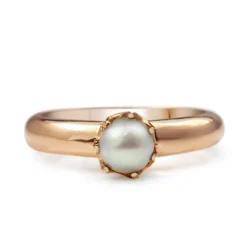 9ct Rose Gold Antique Pearl Solitaire Ring