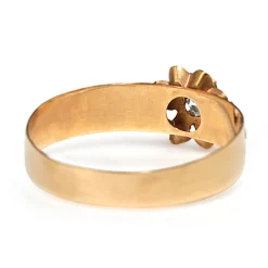 15ct Rose Gold Antique Pearl and Old Cut Diamond Ring