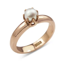 9ct Rose Gold Antique Pearl Solitaire Ring
