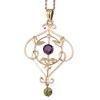 9ct Rose Gold Antique Peridot and Amethyst Suffragette Necklace