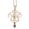 9ct Rose Gold Antique Peridot and Amethyst Suffragette Necklace