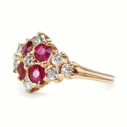 14ct Rose Gold Antique Ruby and Old Cut Diamond Ring