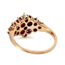 14ct Rose Gold Antique Ruby and Old Cut Diamond Ring
