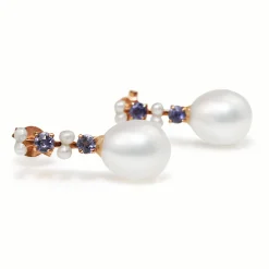 14ct Rose Gold Antique Sapphire and Pearl Earrings